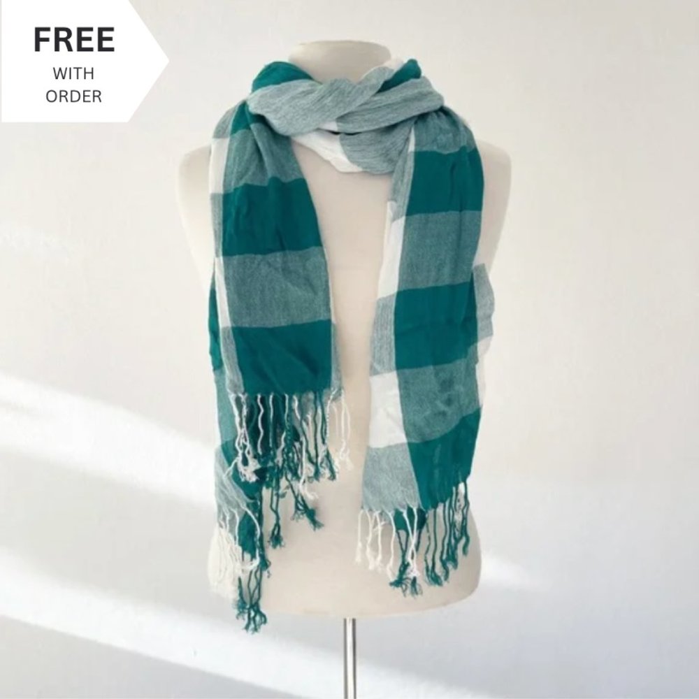 Forever 21 Plaid Green and White Scarf